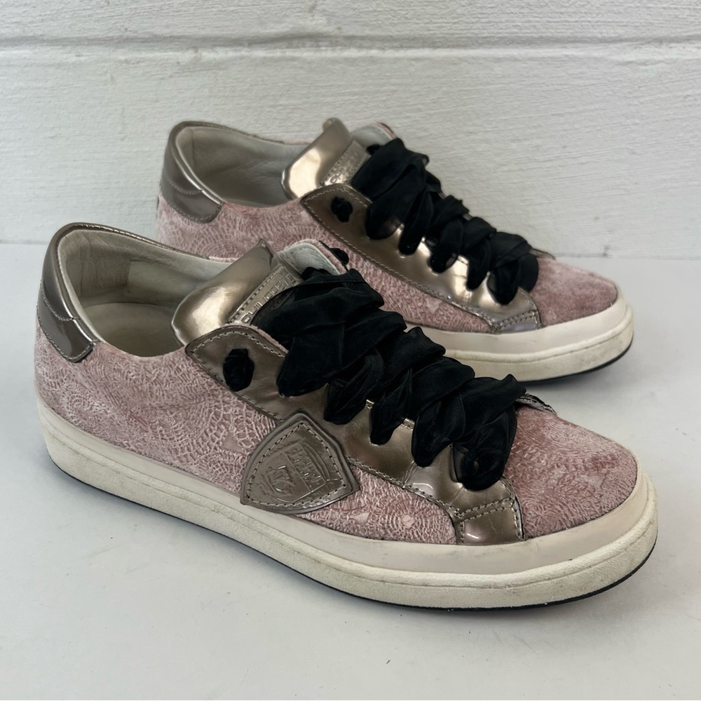 Philippe Model Blush Pink Metallic Accent Sneakers
